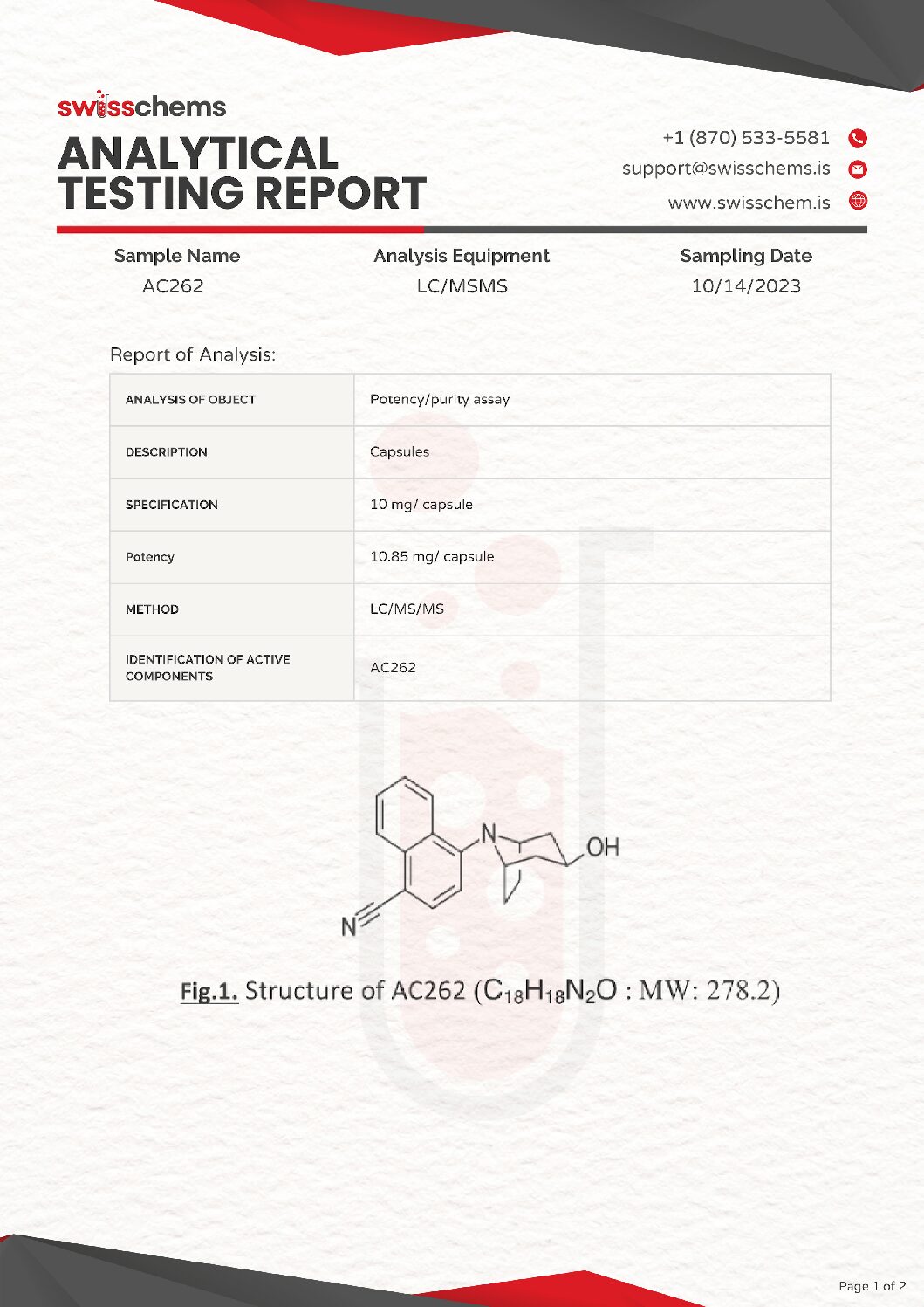 AC-262 (Accadrine) 600 mg/60 capsules (10 mg/capsule) 3