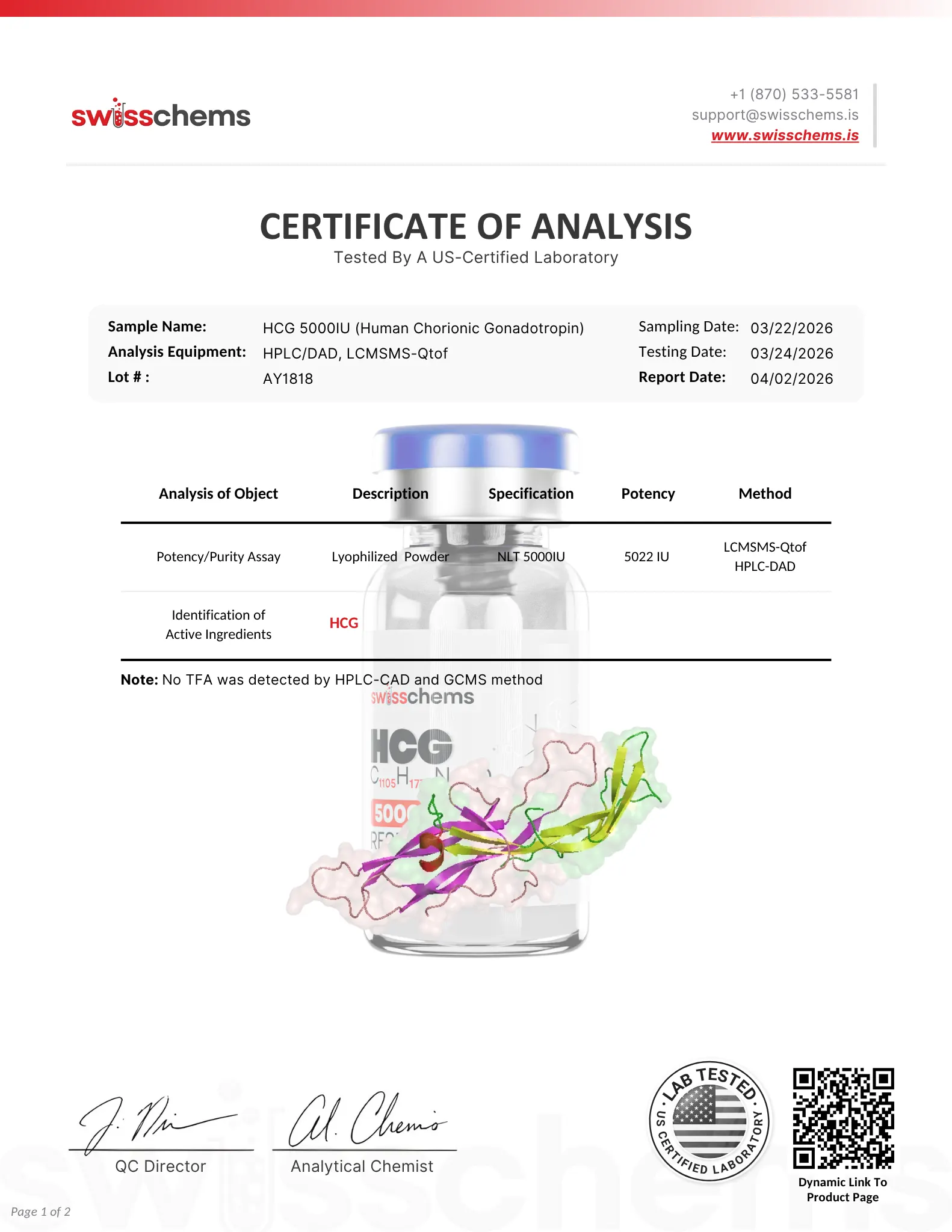 HCG - Test Result pg.1