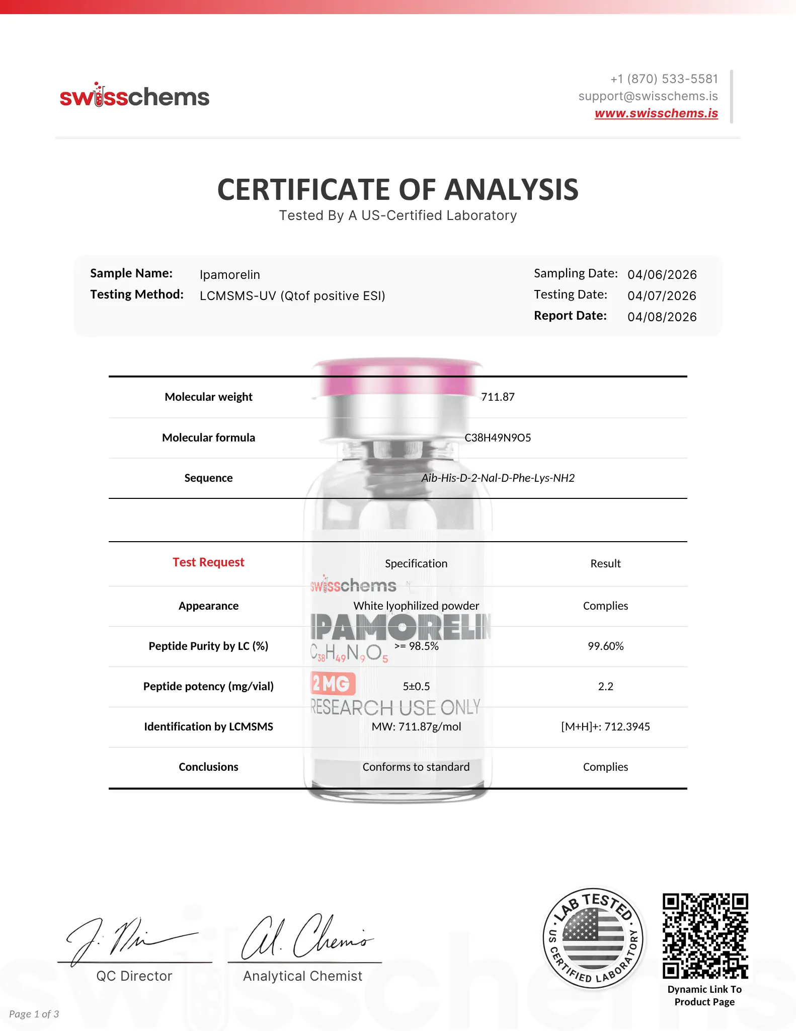 Ipamorelin - Test Result pg.1