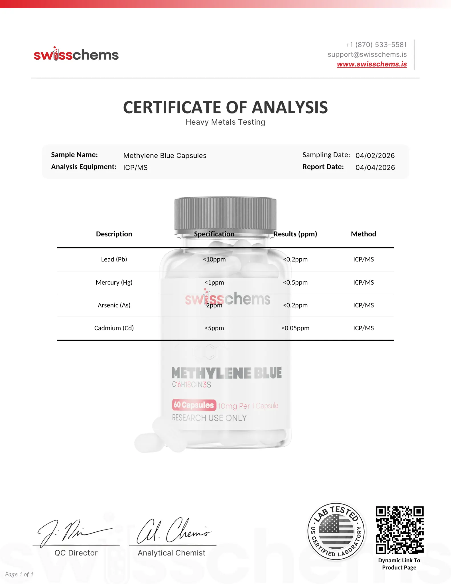 Methylene Blue - Heavy Metals