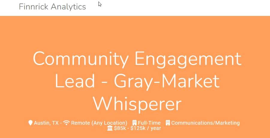 Finnrick Whisperer job listing